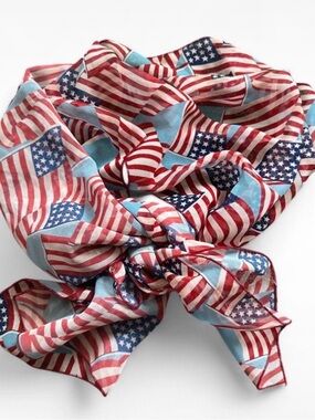 Vintage American Flag Motif Lightweight silky Scarf USA western cowgirl country